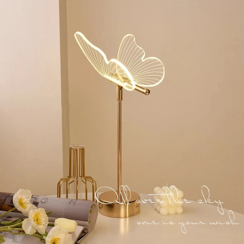Nordic Butterfly LED Table Lamp – 3-Color Dimming