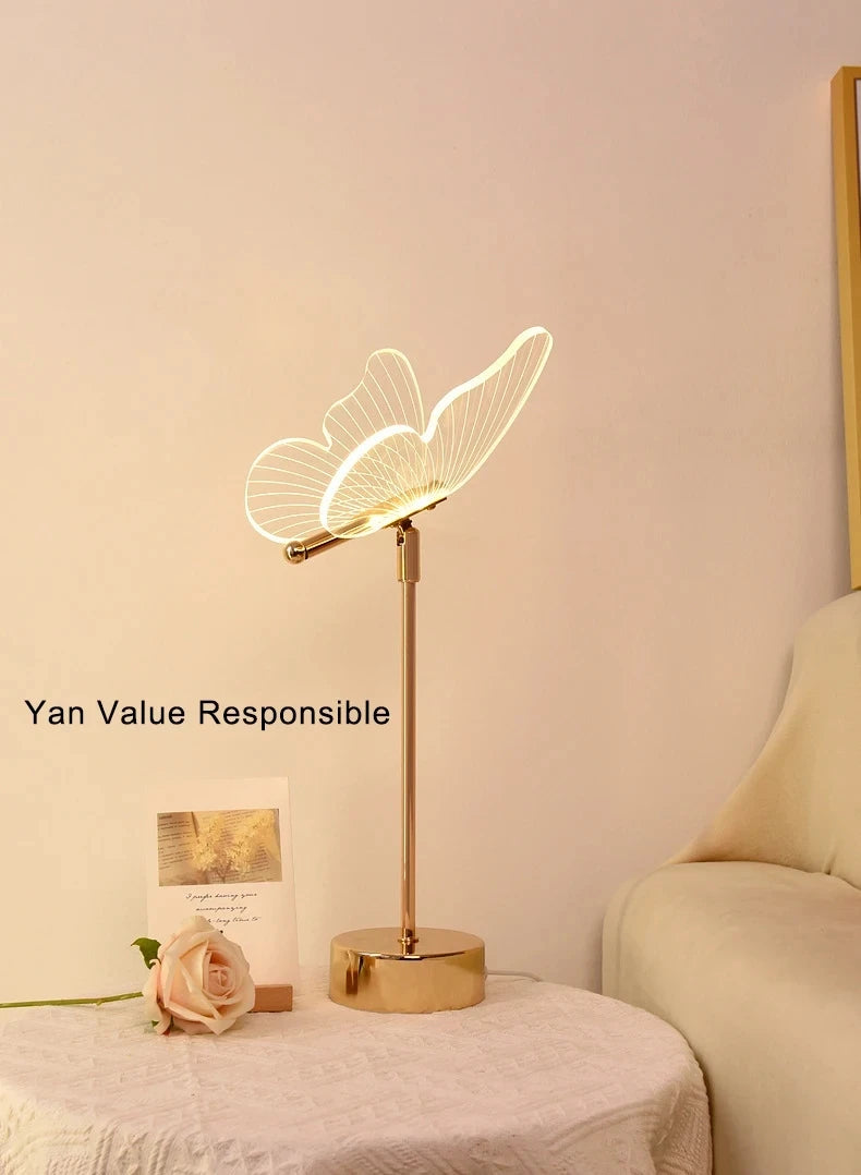 Nordic Butterfly LED Table Lamp – 3-Color Dimming